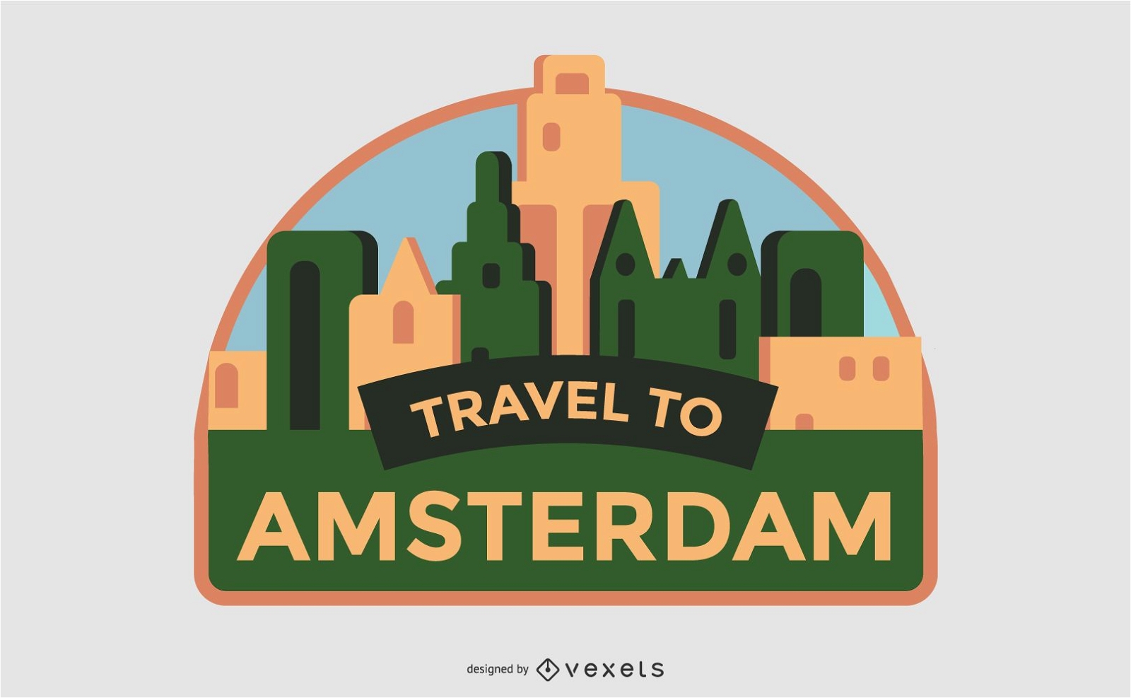 Viaje a Amsterdam Dise?o de etiquetas