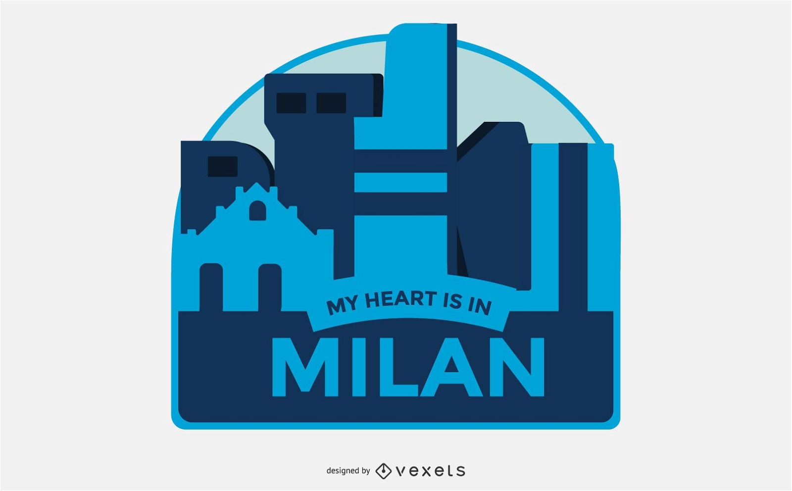 Desenho vetorial de emblema de viagem em Milão
