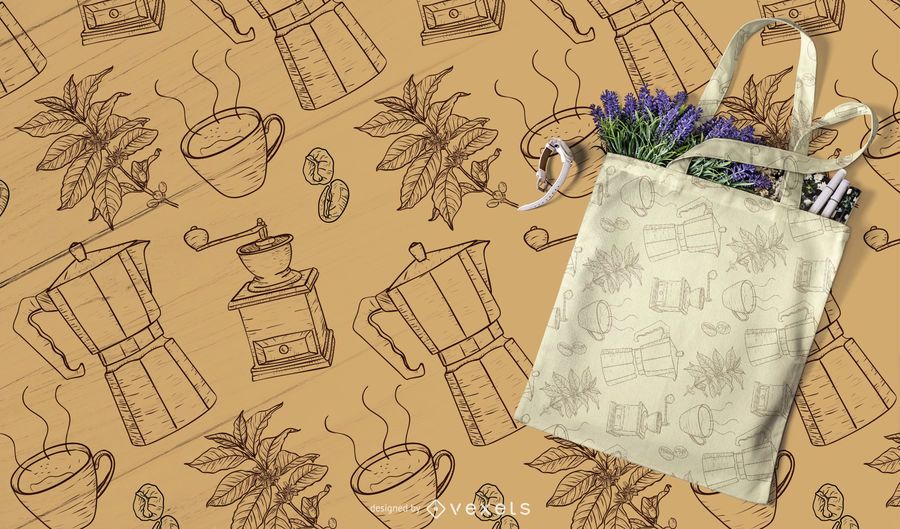 hand drawn coffee pattern desing hand drawn coffee pattern desing