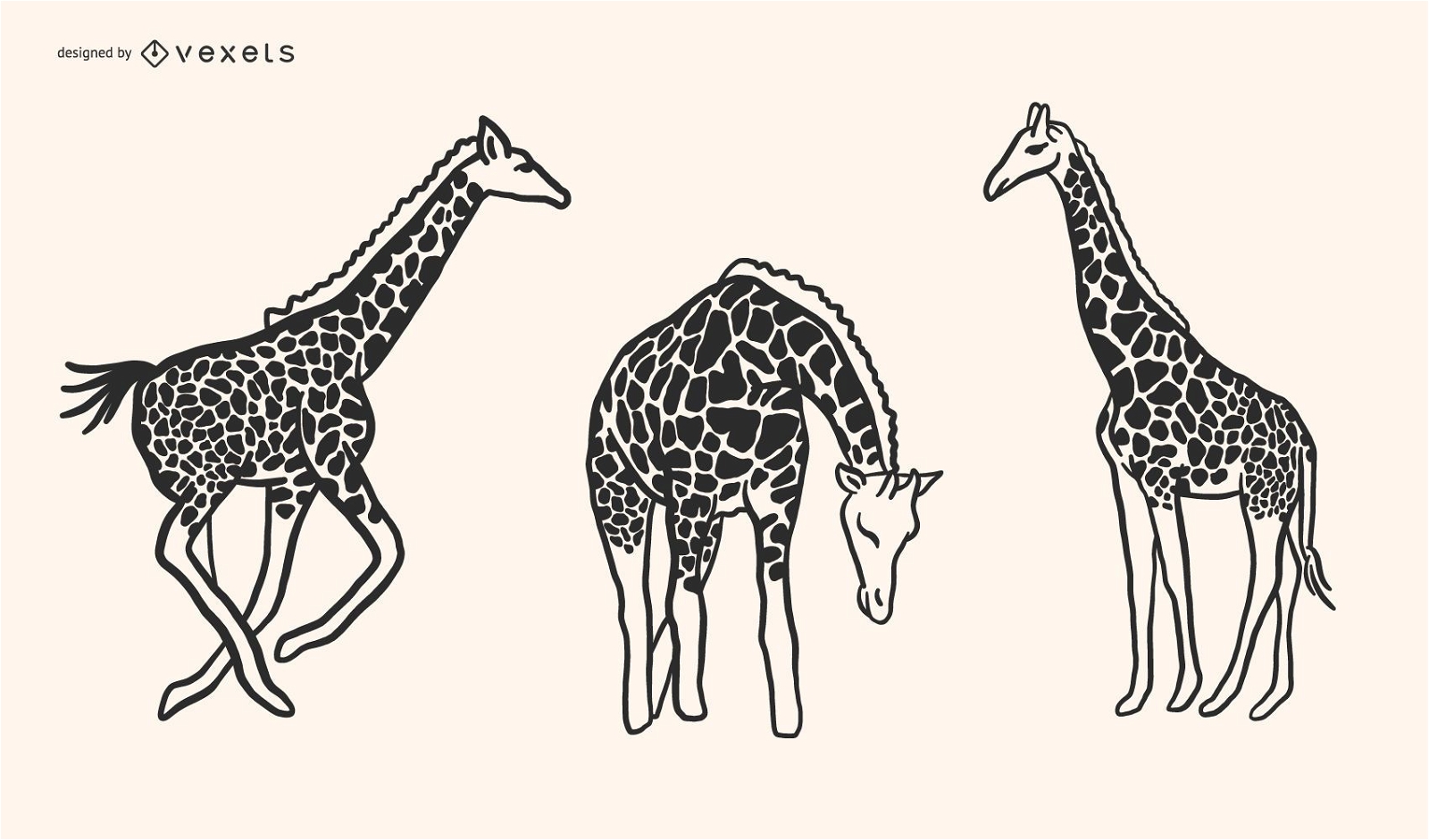 Giraffe Doodle Style Vector Design 