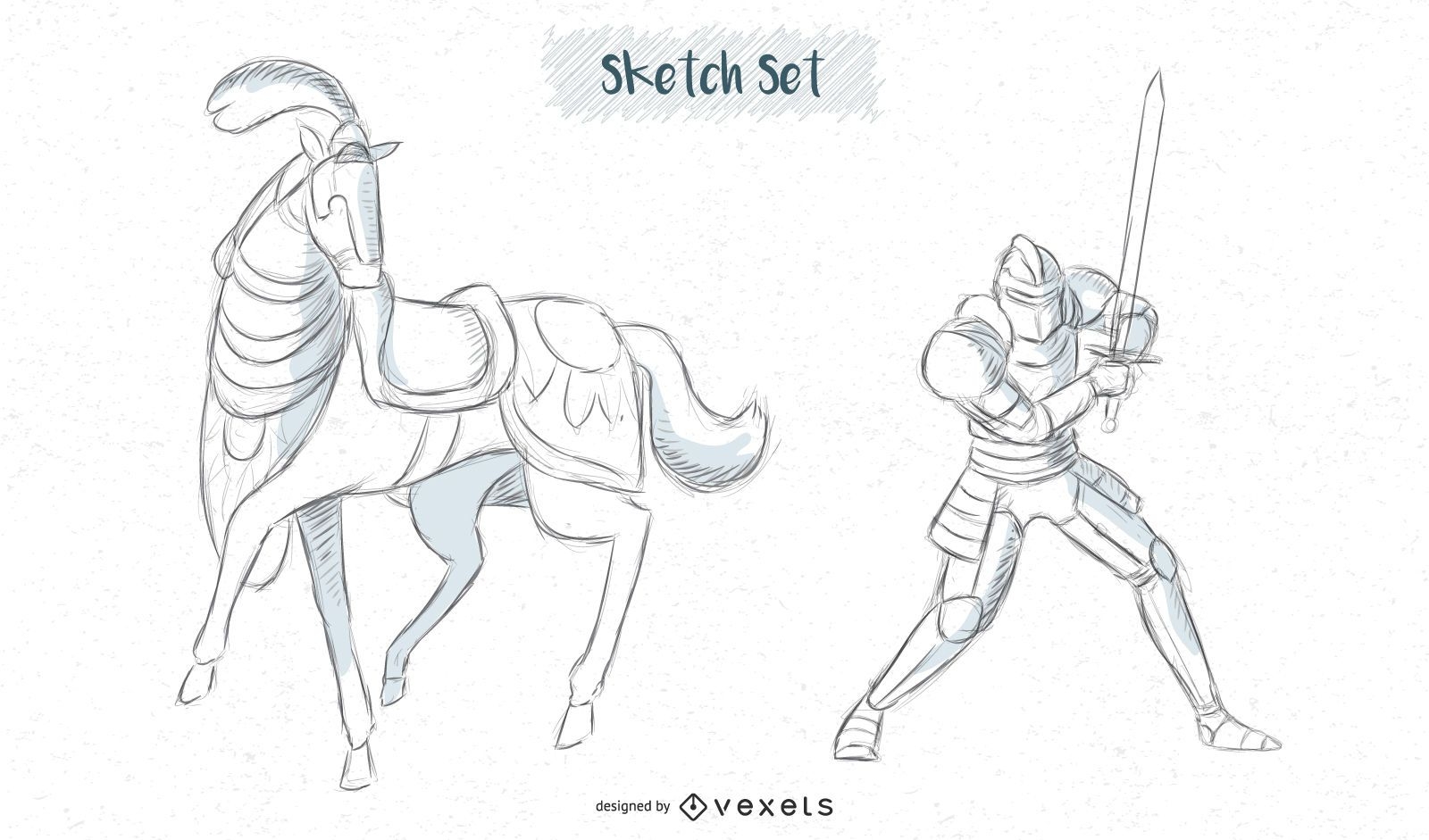 horse and knight sketch designs