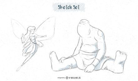 Fairy and giant sketch designs Fairy and giant sketch designs