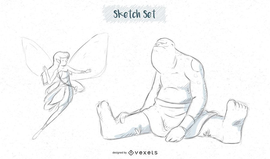 Fairy and giant sketch designs Fairy and giant sketch designs