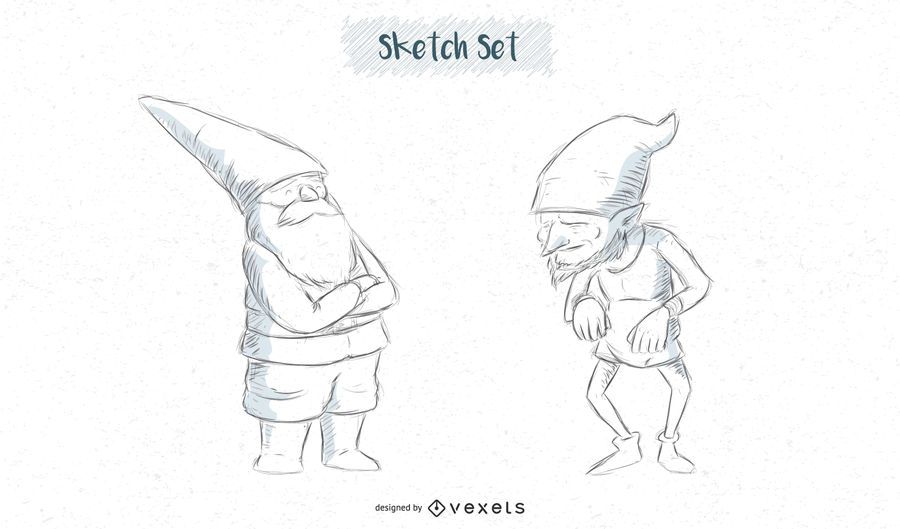 Gnome sketch set designs Gnome sketch set designs