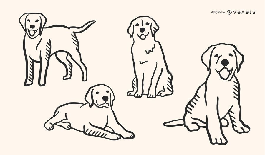 Conjunto de vetores de estilo de Doodle de cachorro Conjunto de vetores de estilo de Doodle de cachorro