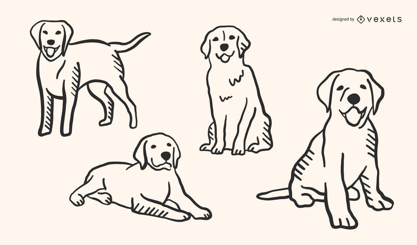 Conjunto de vectores de estilo Doodle de perro
