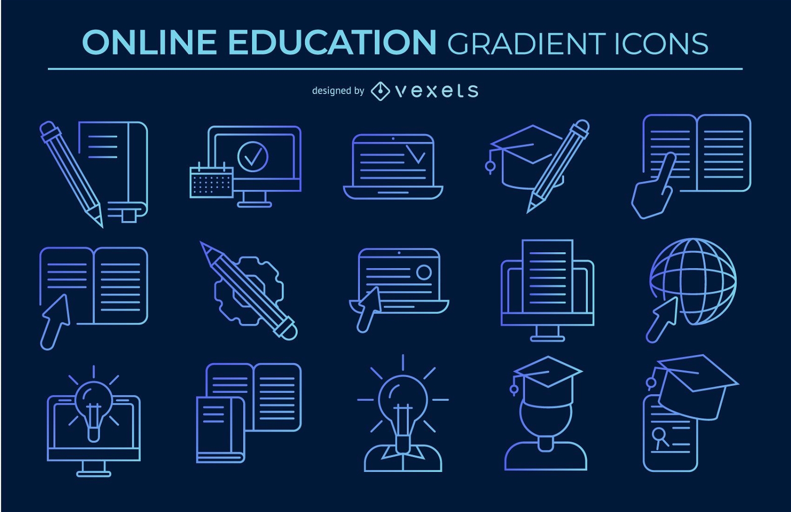 Online-Bildung Icons Pack