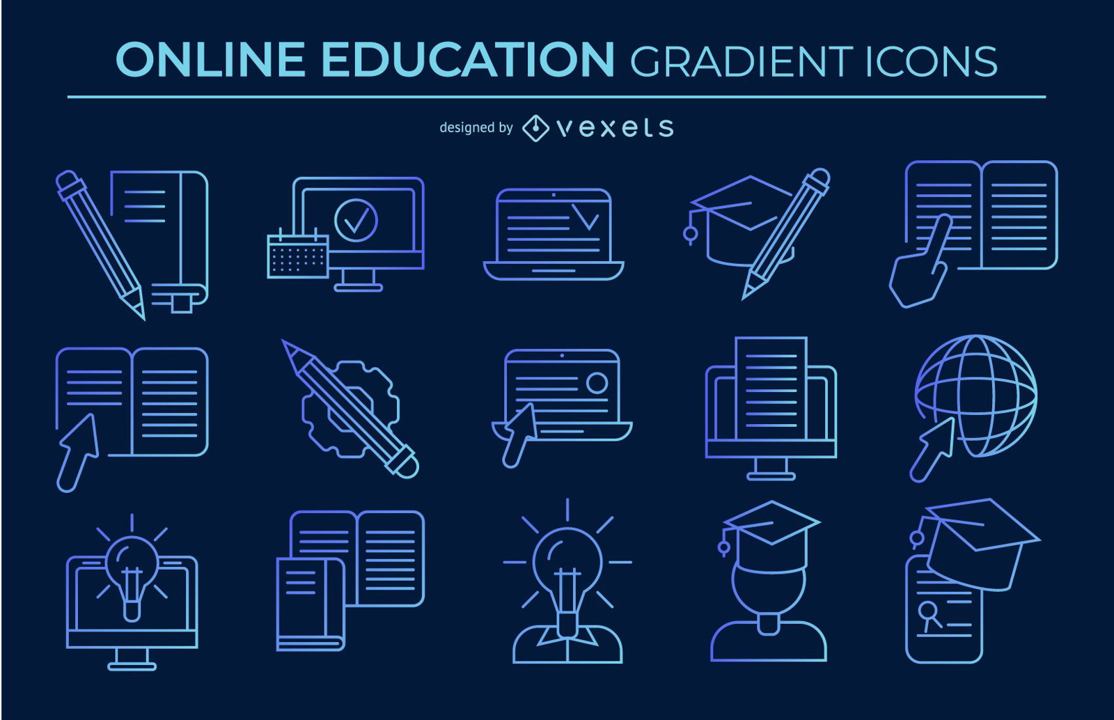 pacote de ícones de educação online