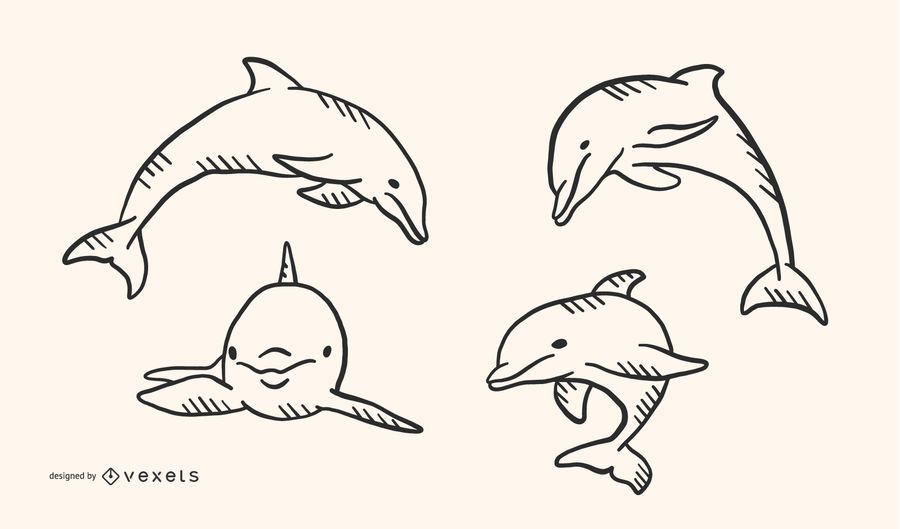 Dolphin Doodle Style Vector Design Dolphin Doodle Style Vector Design