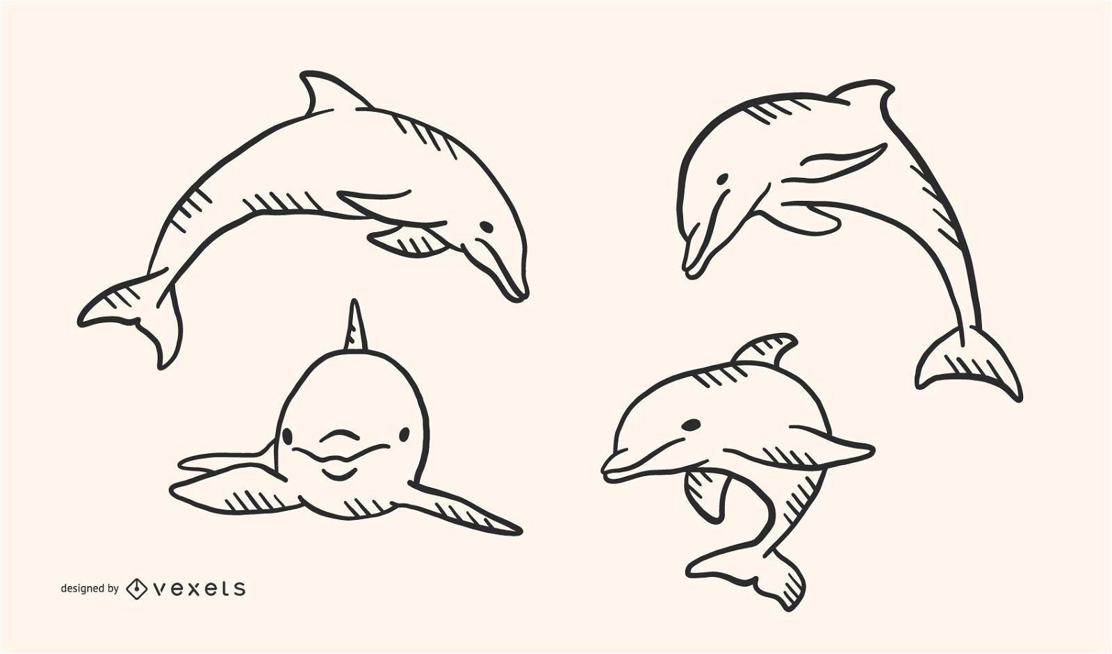 Dise?o del vector del estilo del Doodle del delf?n