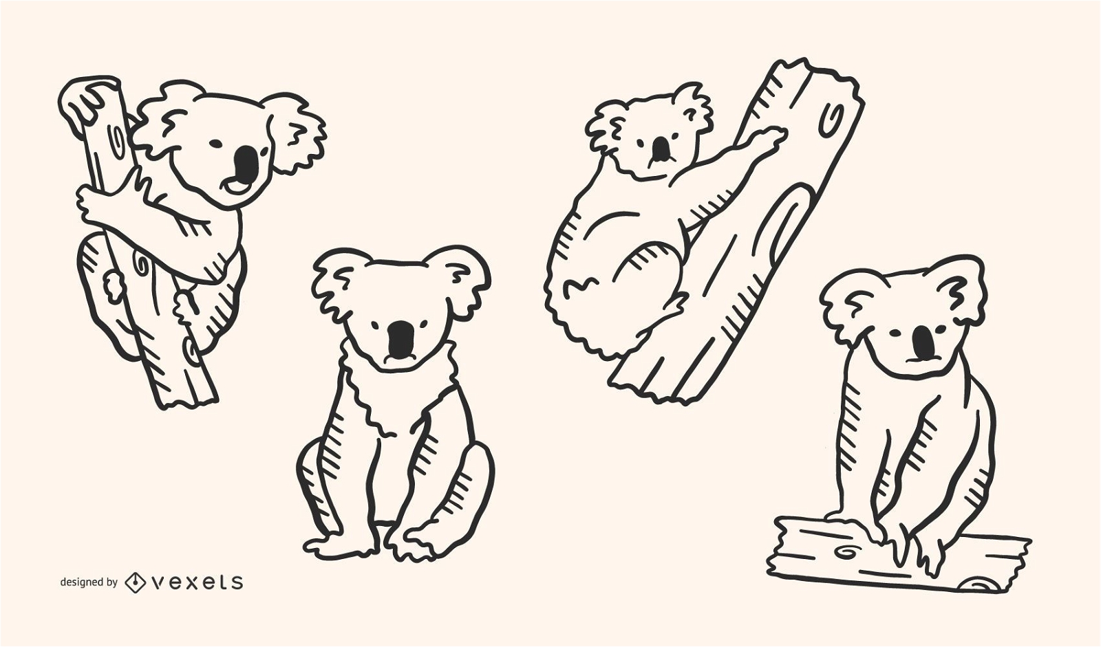 Conjunto de 4 estilos Koala Doodle