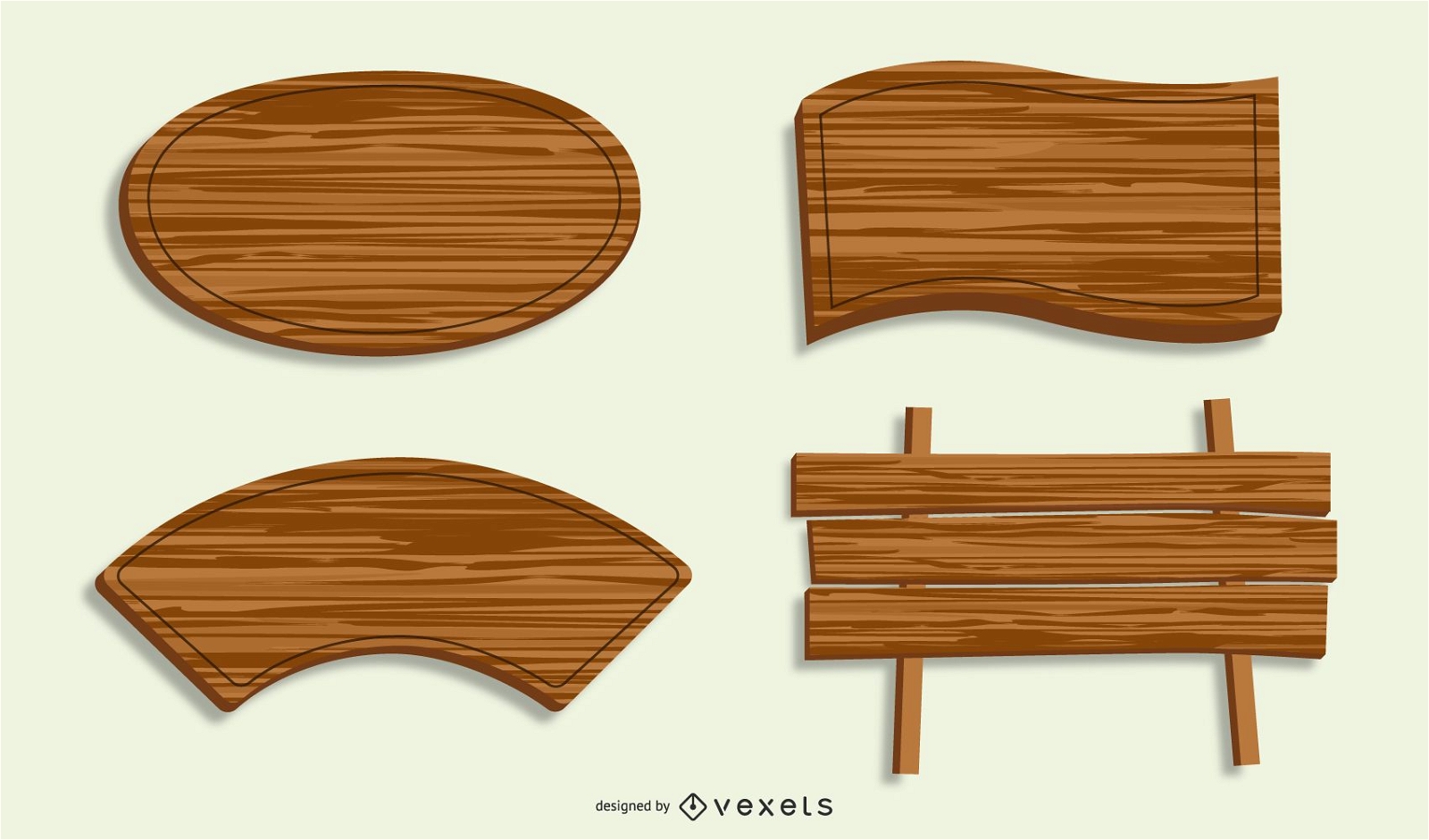 Cartoon wood banners wooden planks set Royalty Free Vector