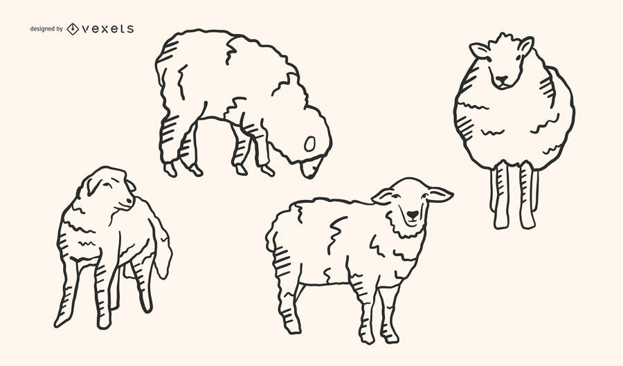 Sheep Doodle Vector Set Sheep Doodle Vector Set