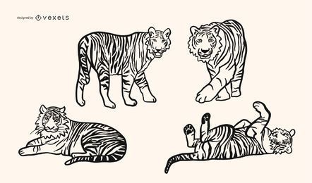 Tiger Doodle Vector Set 
