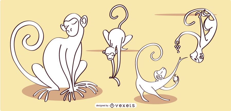 Monkey Lineal Vector Collection Monkey Lineal Vector Collection