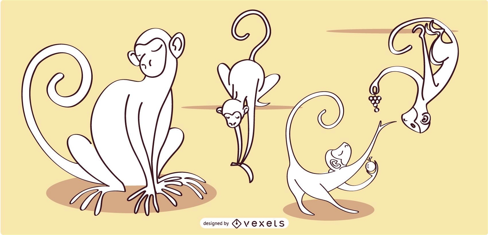 Monkey Lineal Vector Collection