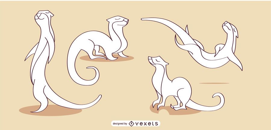 Nutria Lineal Vector Set Nutria Lineal Vector Set