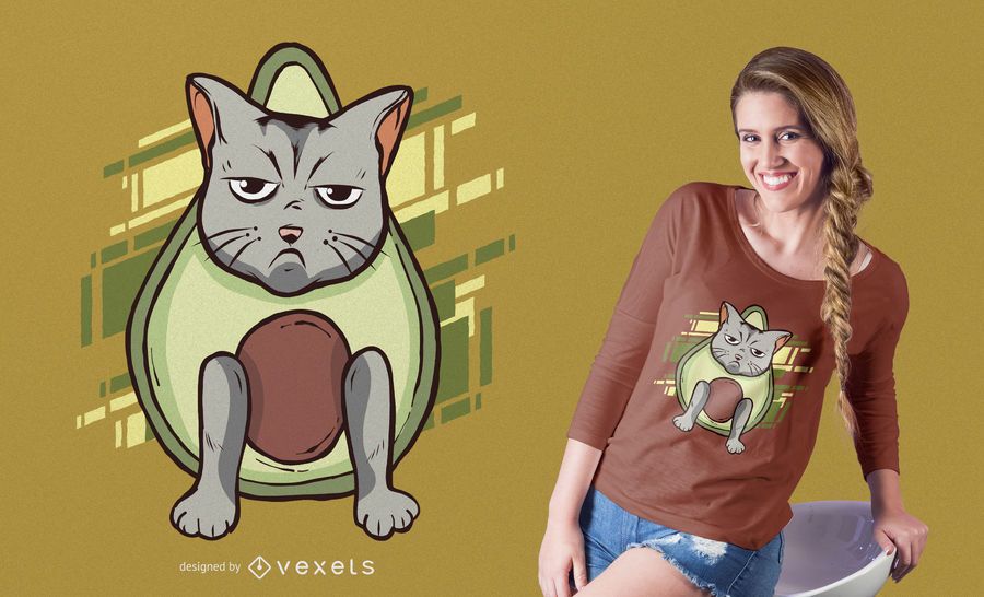 Grumpy avocado cat t-shirt design Grumpy avocado cat t-shirt design