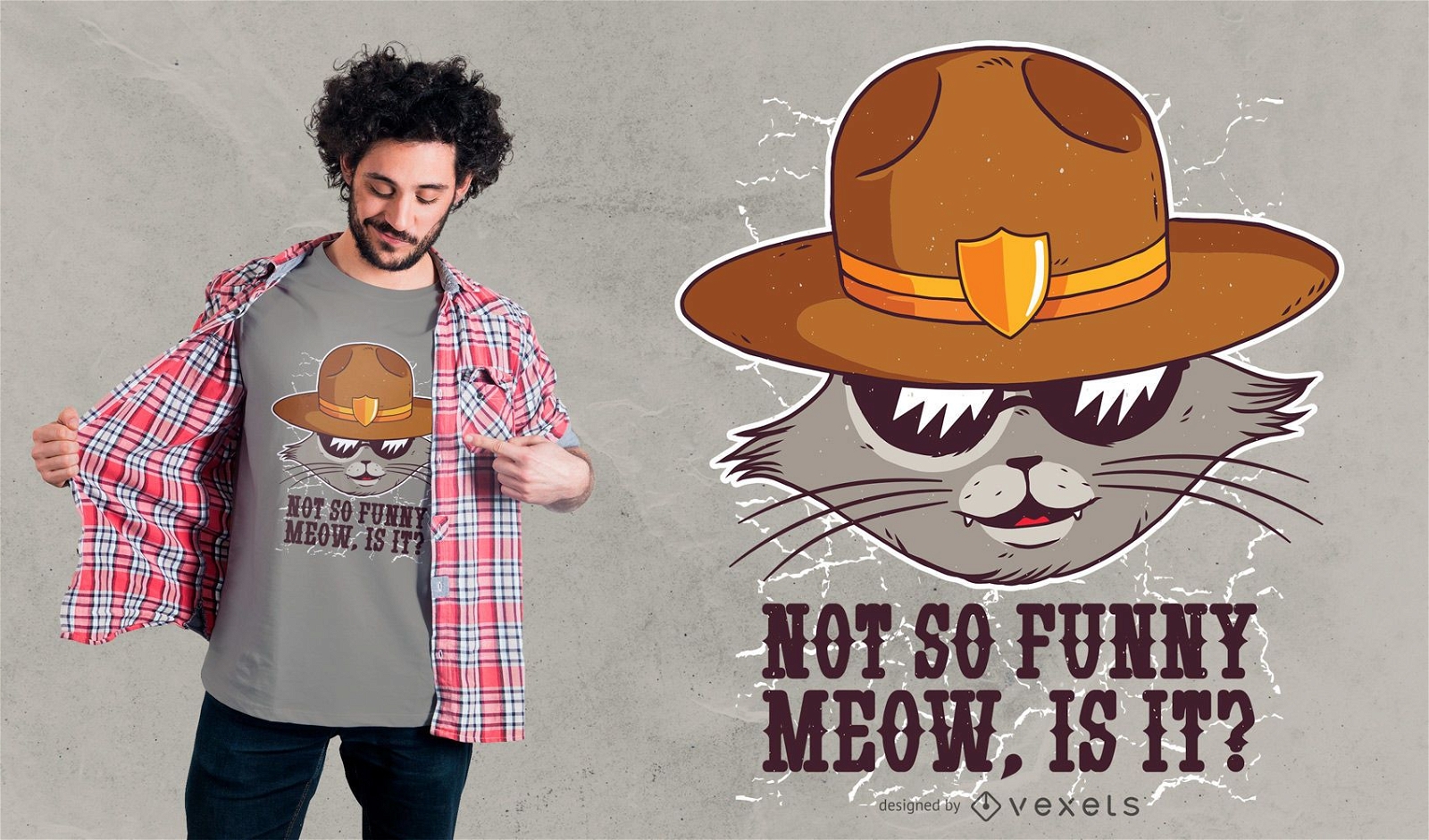 Sheriff Katze T-Shirt Design