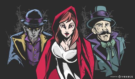 Mystery Characters Vector Illustration Mystery Characters Vector Illustration
