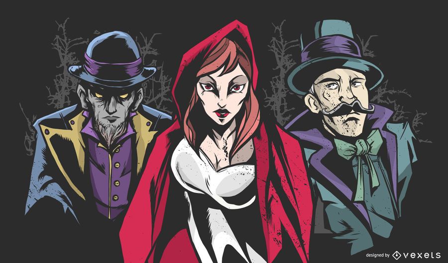 Mystery Characters Vector Illustration Mystery Characters Vector Illustration