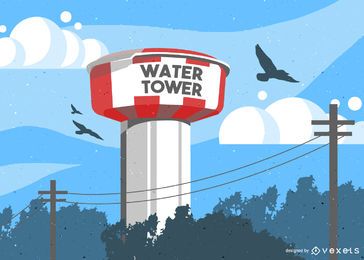 Ilustração do tanque da torre de água