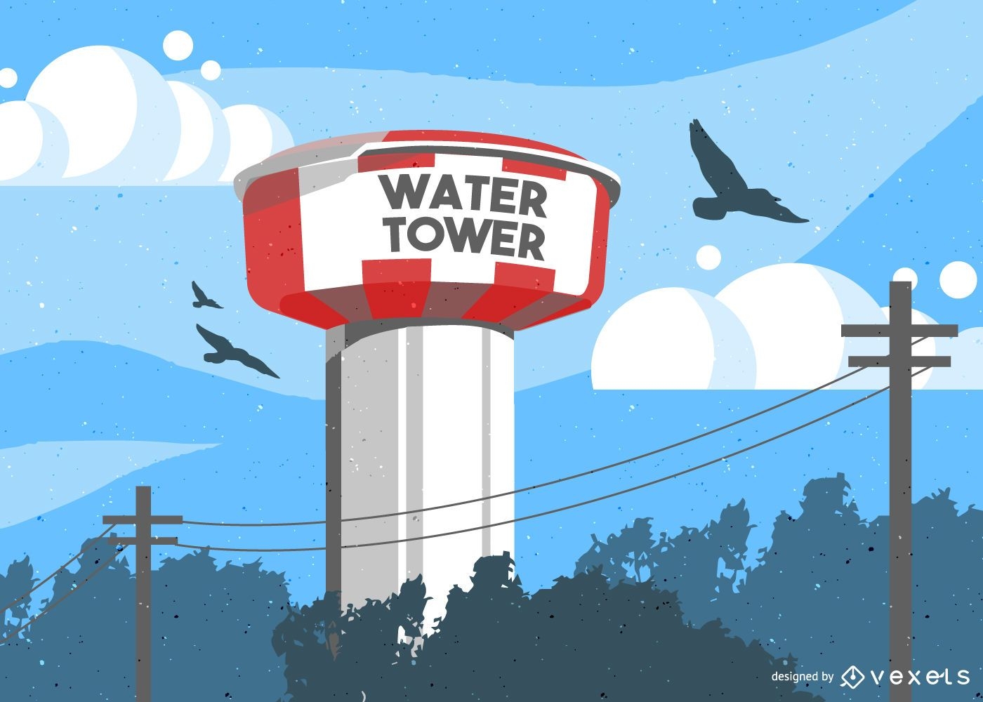 Water Tower Tank Illustration