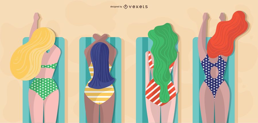 sunbathing summer girls design sunbathing summer girls design