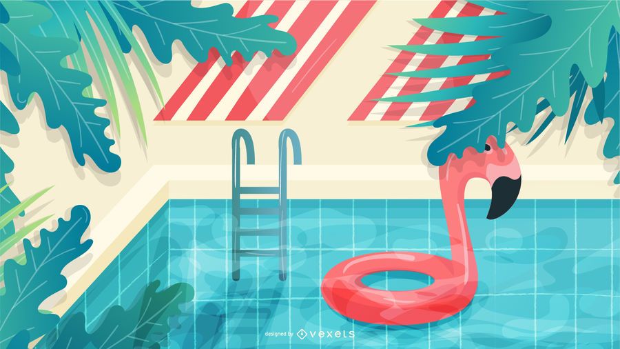 Diseño de verano junto a la piscina Diseño de verano junto a la piscina