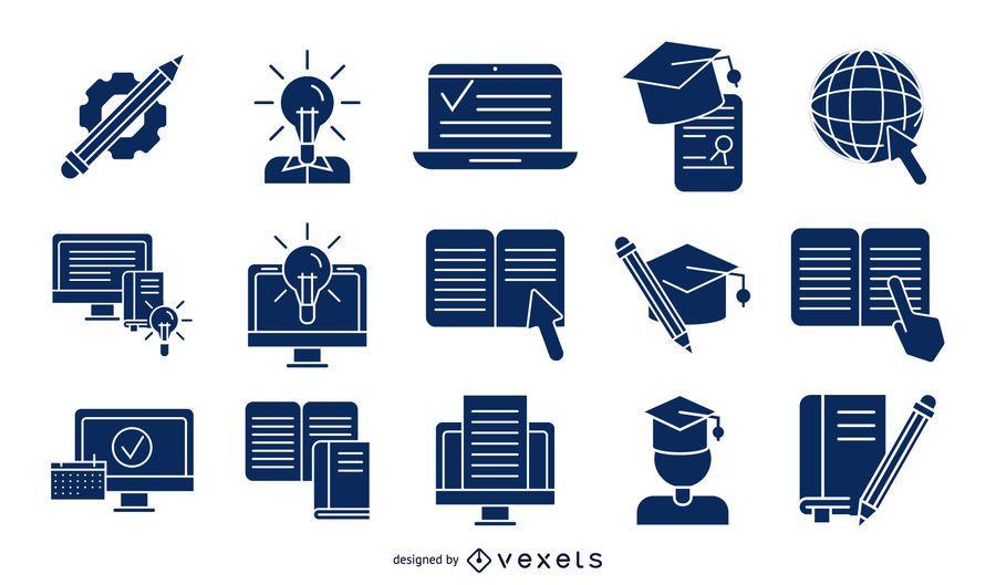 Online Education Detailed Silhouette Collection Online Education Detailed Silhouette Collection