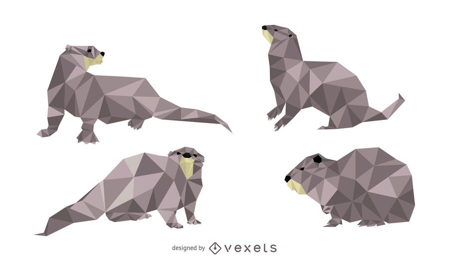 Otter Lowpoly Vector Set Otter Lowpoly Vector Set
