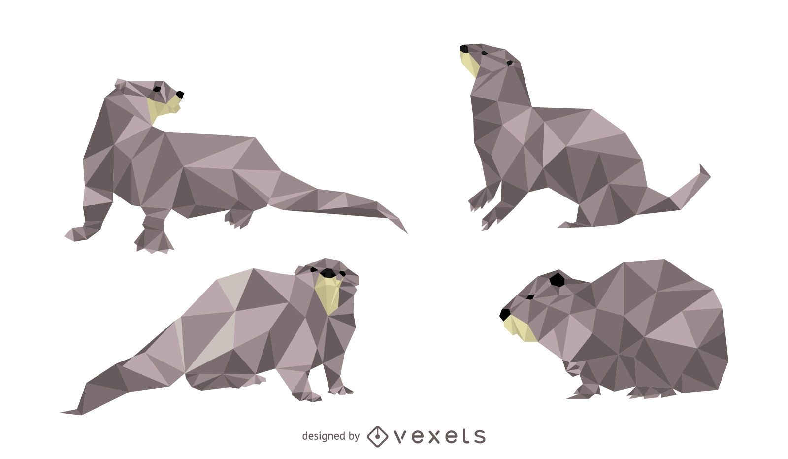 Conjunto de vetores Otter Lowpoly