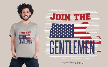 Diseño de camiseta de caballeros americanos.