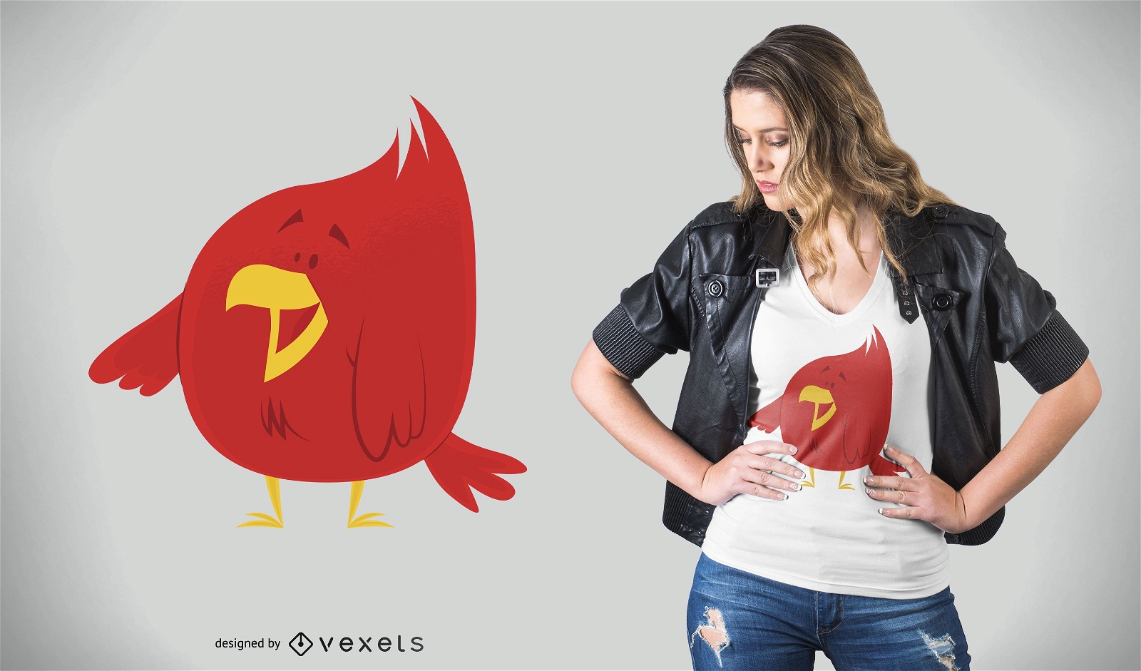 Chubby red bird t-shirt design