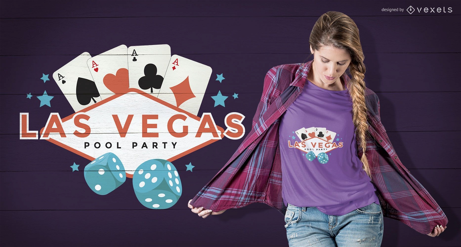 Design de camiseta para festa na piscina em Vegas