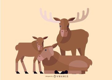 Ilustração da família de veados