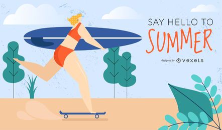 design de garota surfista skatista design de garota surfista skatista