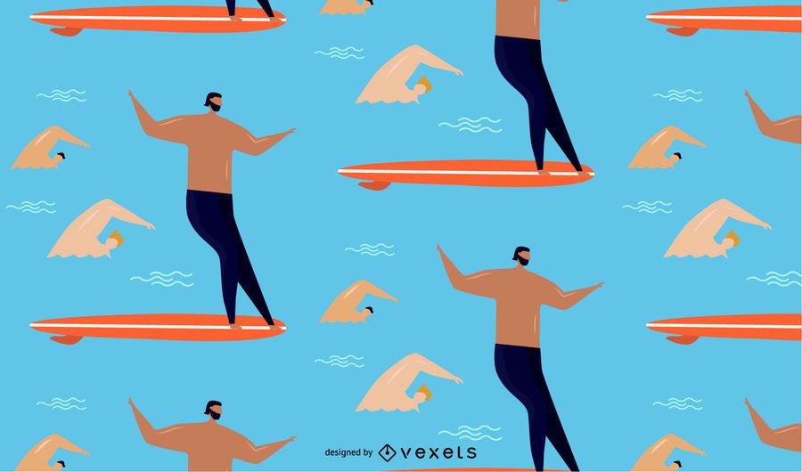 surfen Sie und schwimmen Sie Musterdesign surfen Sie und schwimmen Sie Musterdesign