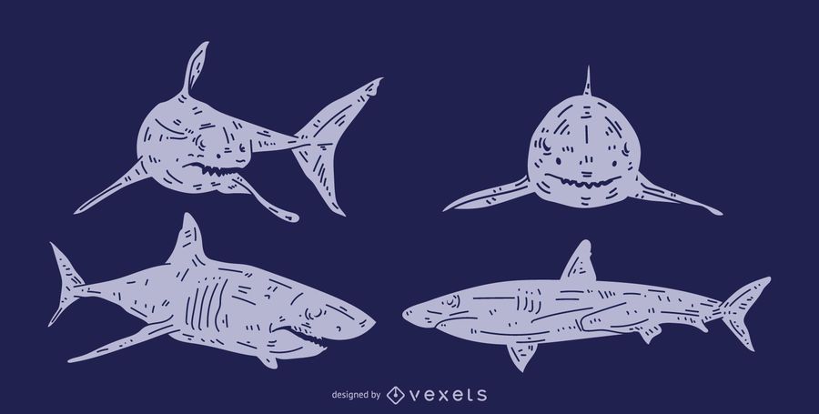 Shark Detailed Silhouette Set Shark Detailed Silhouette Set