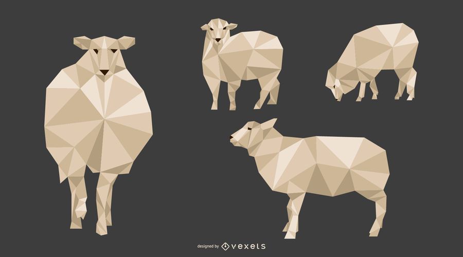 Estilo de vetor Lowpoly de ovelhas Estilo de vetor Lowpoly de ovelhas