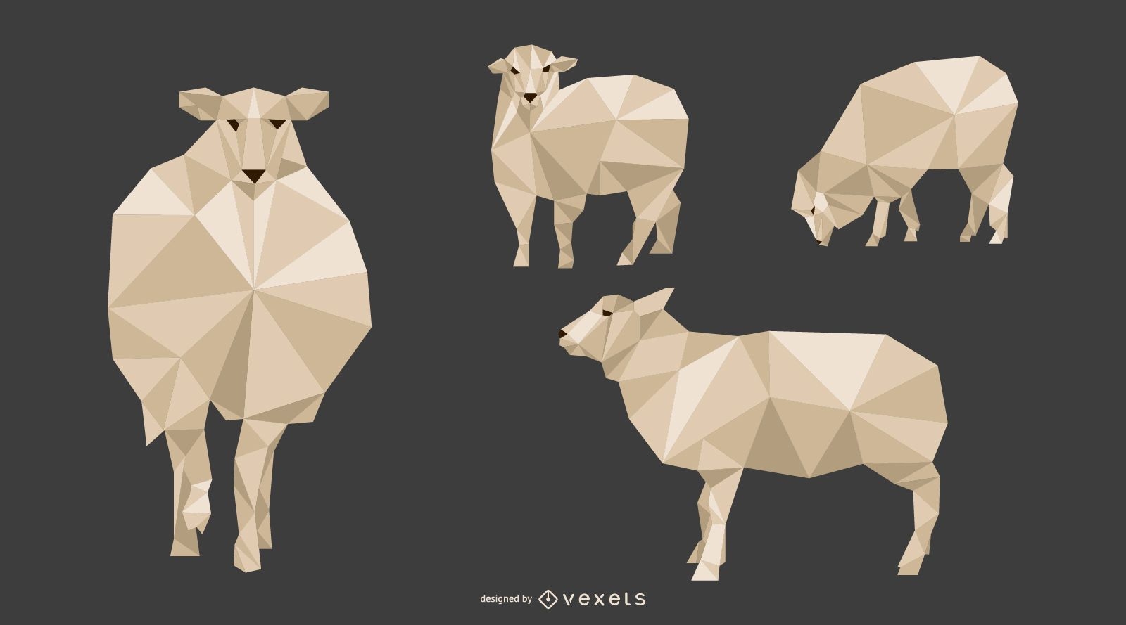Sheep Lowpoly Vector Style