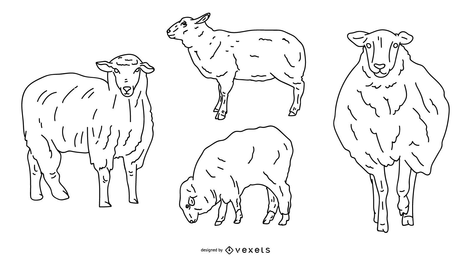 Diseño vectorial de trazo de oveja