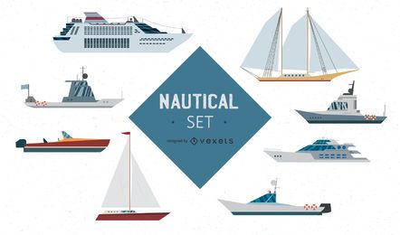 Conjunto de vectores de barcos náuticos