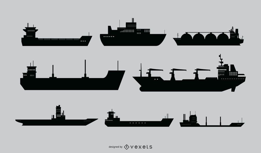 Conjunto de vectores de silueta de barco Conjunto de vectores de silueta de barco