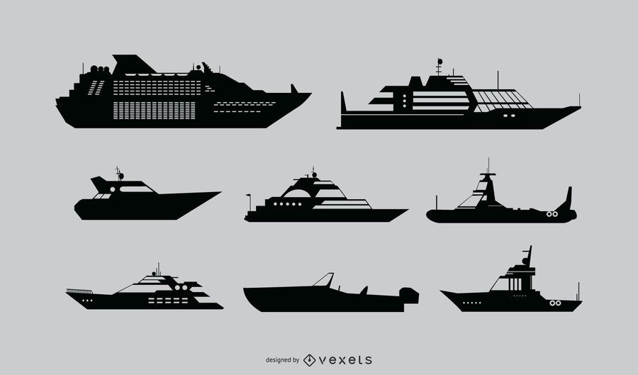 Ship Detailed Silhouette Set Ship Detailed Silhouette Set