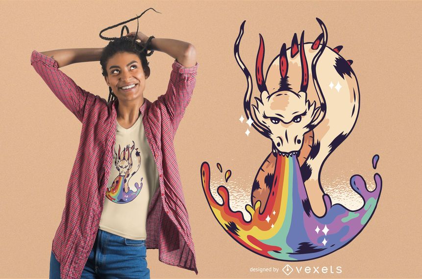 Rainbow Dragon Flame T-shirt Design Rainbow Dragon Flame T-shirt Design