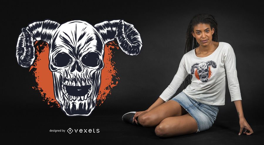 Horned Skull T-shirt Design Horned Skull T-shirt Design