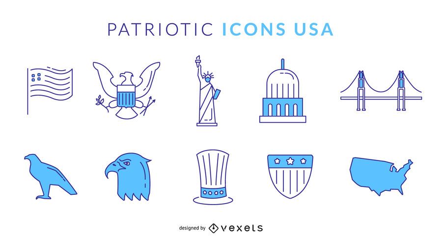 Patriotic Blue Icons USA Patriotic Blue Icons USA