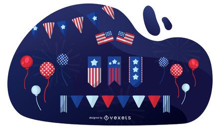 Conjunto de elementos patrióticos americanos Conjunto de elementos patrióticos americanos