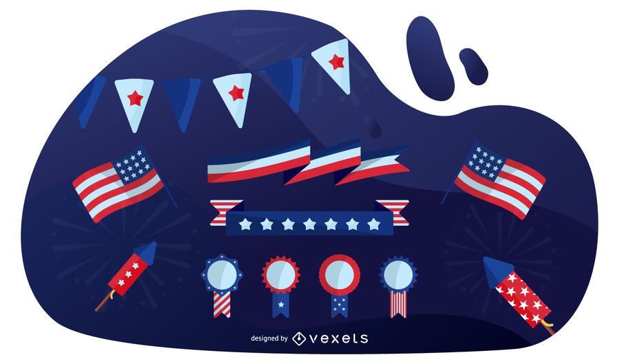 Conjunto de Design de elementos patrióticos EUA Conjunto de Design de elementos patrióticos EUA